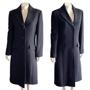 J.crew Lady Day Long Pea Coat Italian Wool Black Fitted Tailored 6 Tall